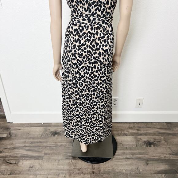 [Gigi Parker] Leopard Animal Print Twisted High Neck Knot Halter Midi Dress XL - Picture 8 of 10